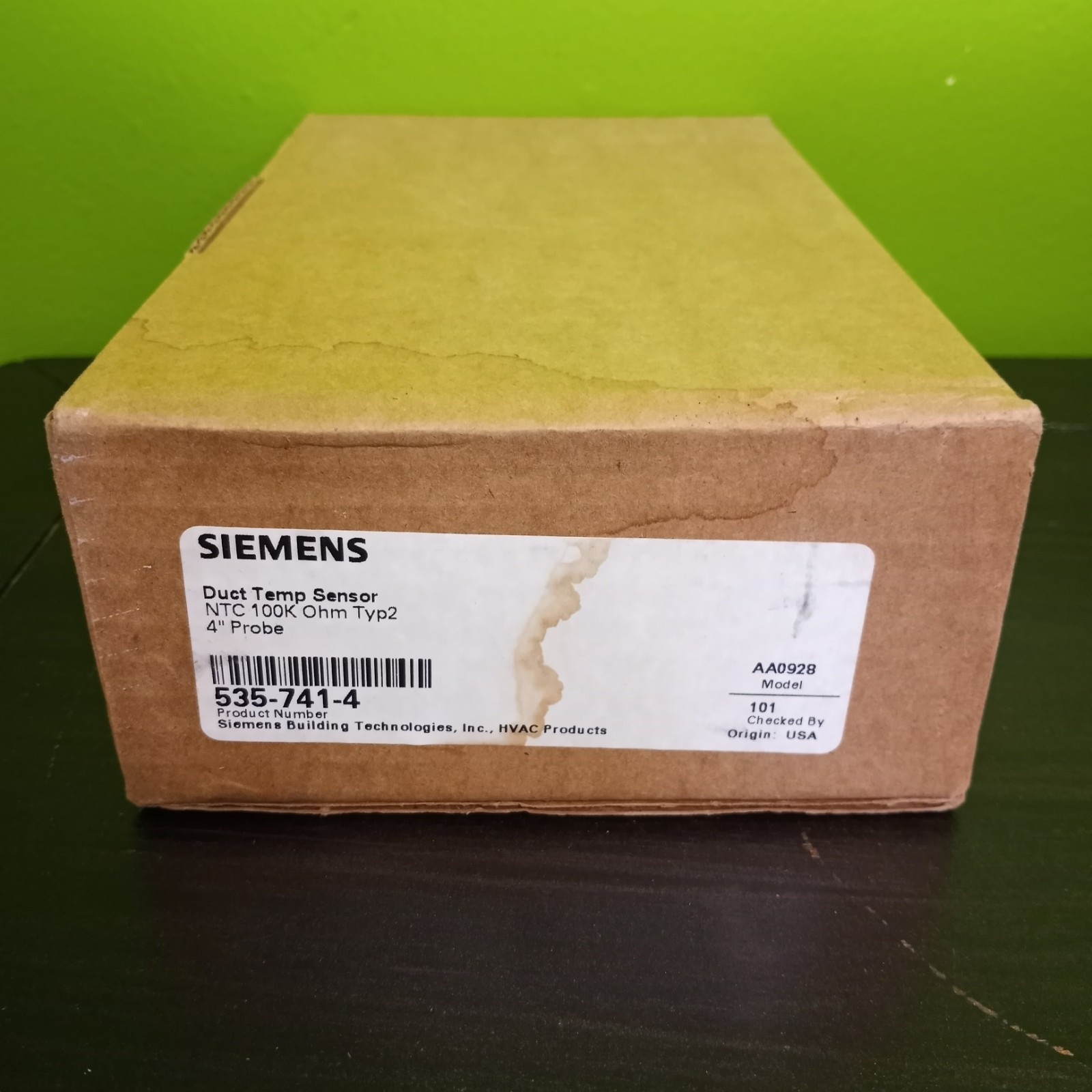 NEW Siemens 535-741-4 Duct Temp Sensor NTC 100K Ohm 4" Probe Temperature NIB