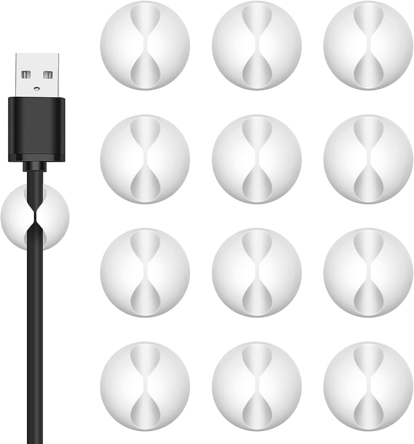 Cord Holder Cable Clips, 12PCS White Adhesive Organizer Charger