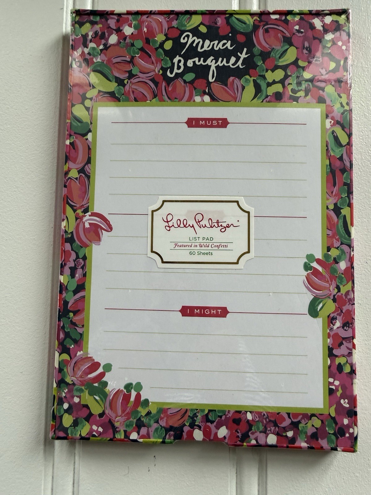 Lilly Pulitzer List Pad Wild Confetti Merci Bouquet Brand 60 Sheets NEW 3031