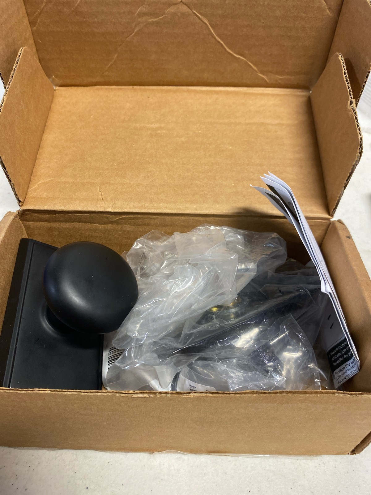 Emtek 8121PUS19 Flat Black Providence Door Knob Set with Rectangular Rose