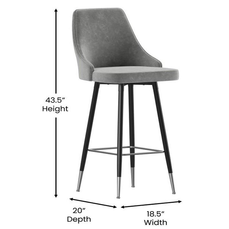 Bucket Style Seat and Back 30" Stool - Gray