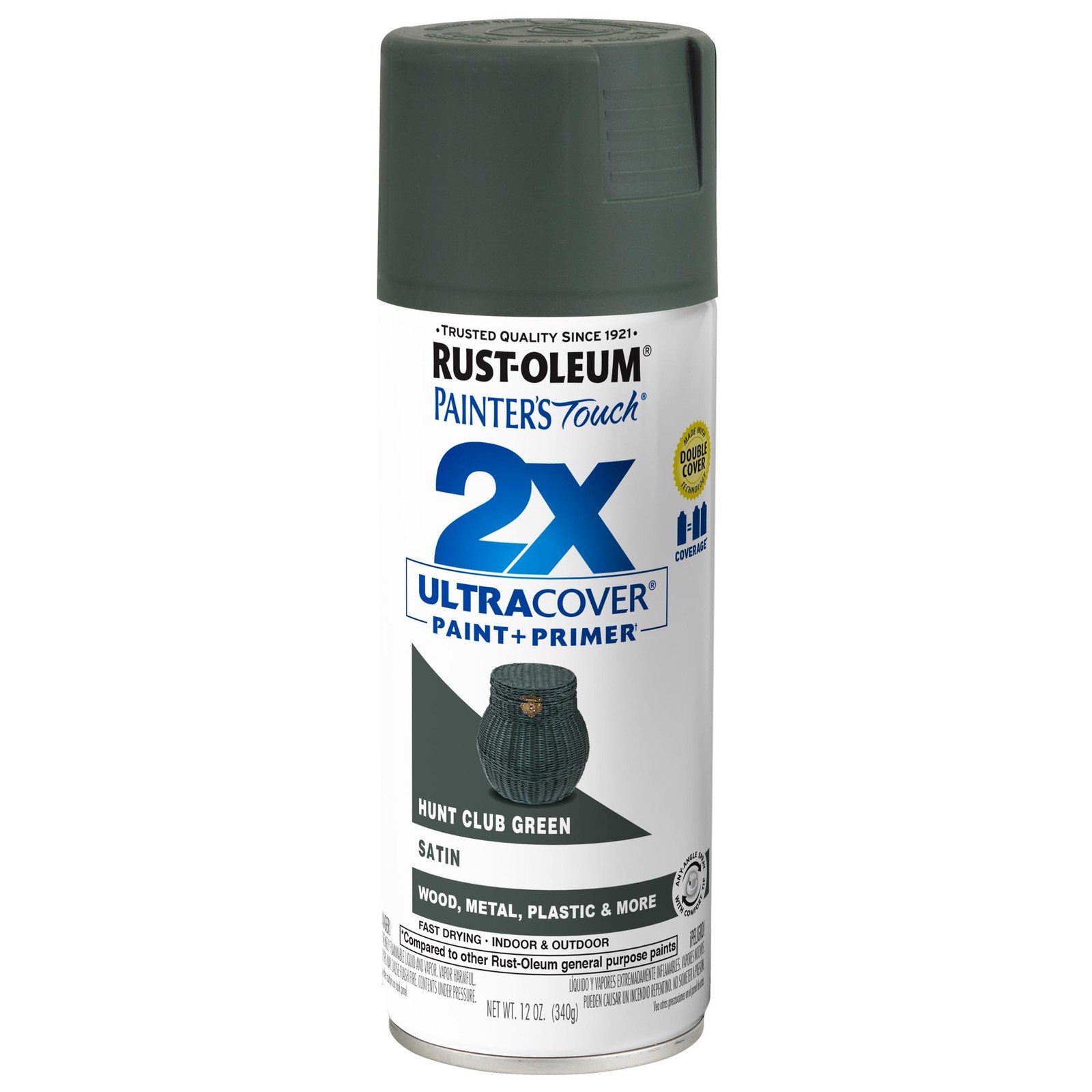 Rust Oleum 249074 12 Ounce Satin Hunt Club Green Spray Paint 2X Ultra Cover