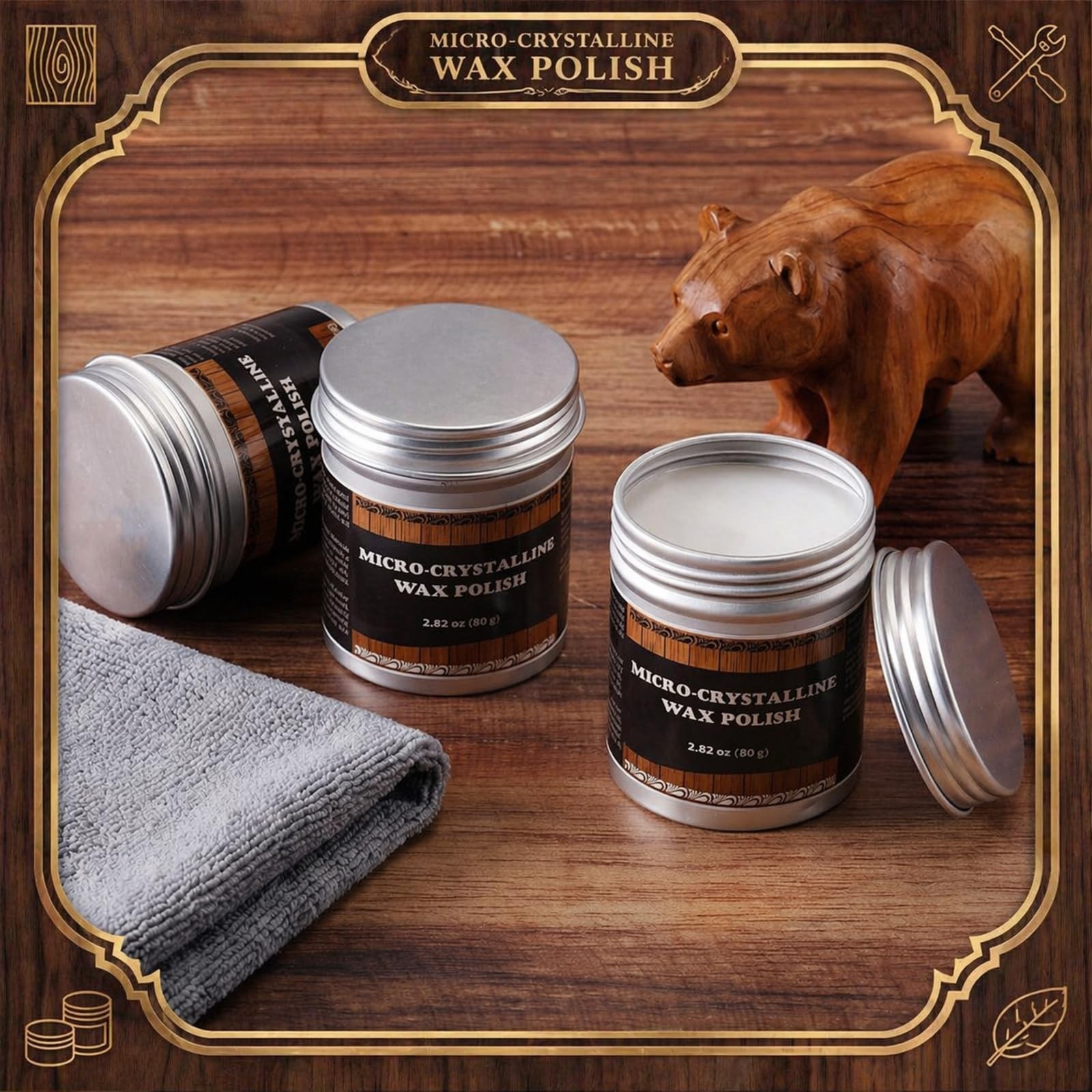 3 Pack Micro-crystalline Wax Polish, 251ml Total, Multi-surface Protective Pa...