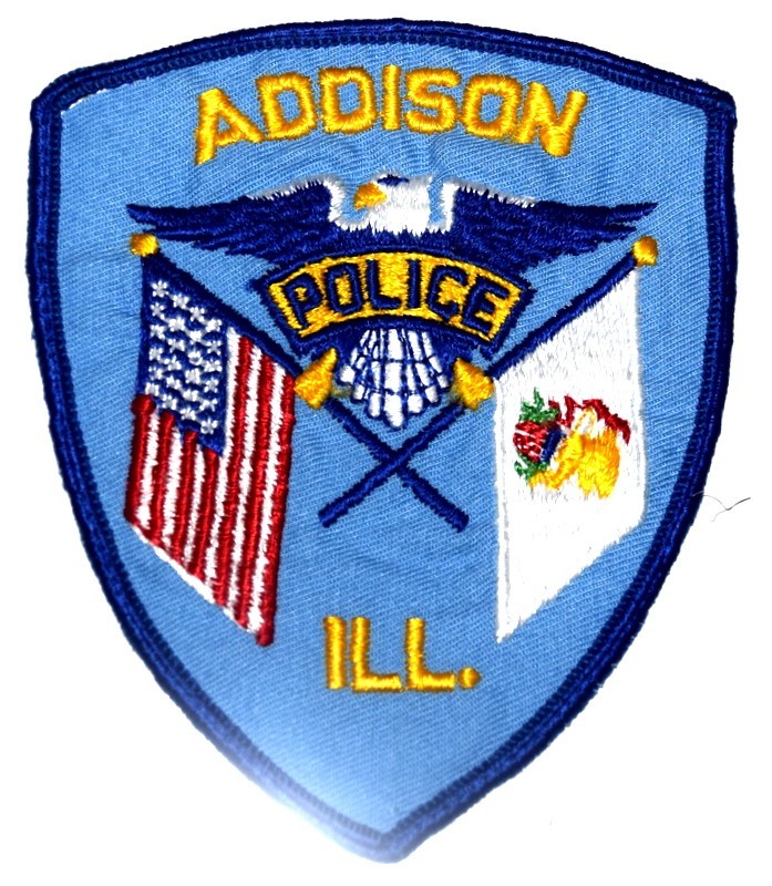 ADDISON ILLINOIS Police Patch STATE FLAG US FLAG VINTAGE OLD MESH USED J1