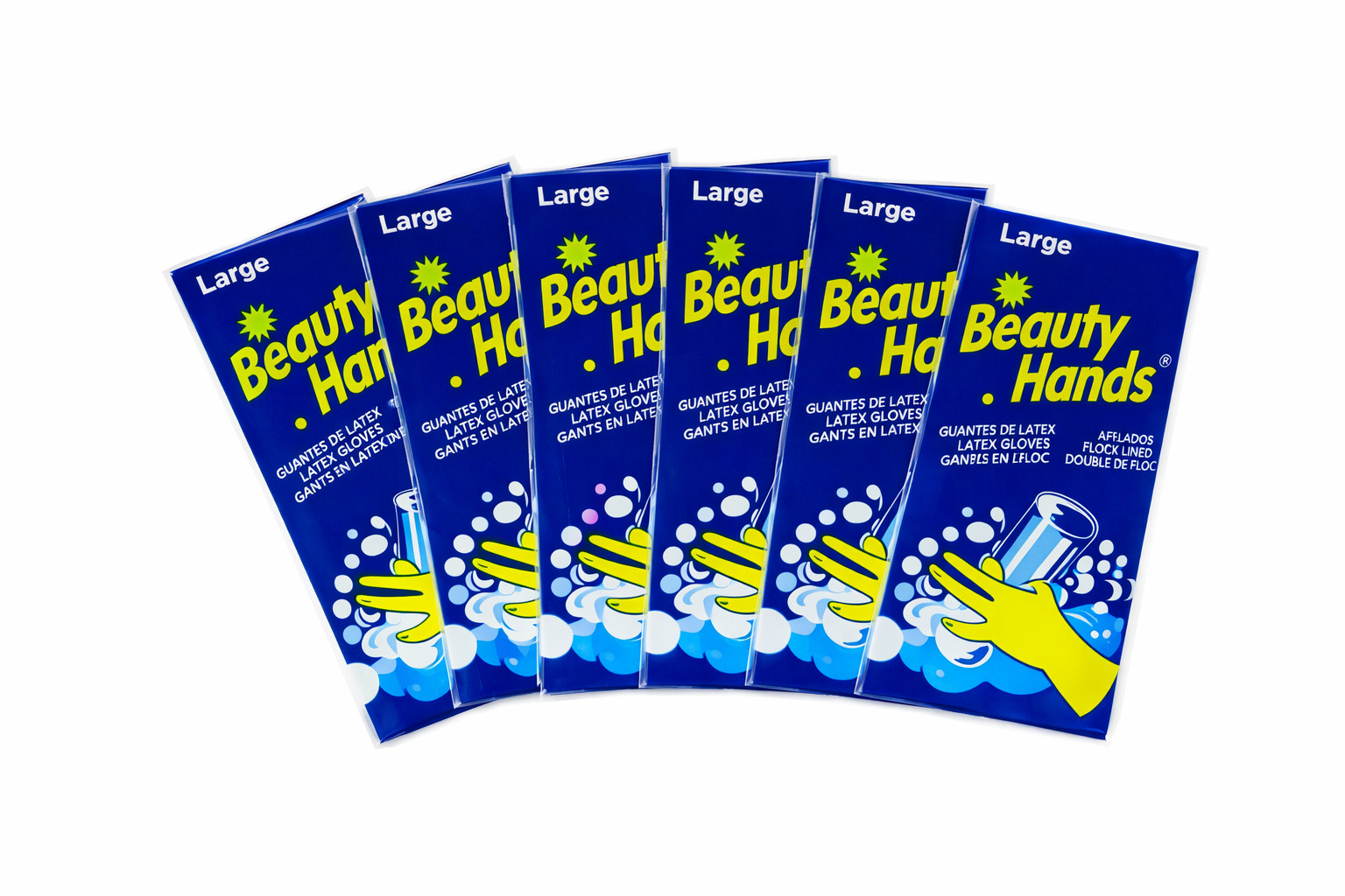 6 Pair Yellow Latex Dishwashing Gloves Large Cleaning Grip Chemical Resistant