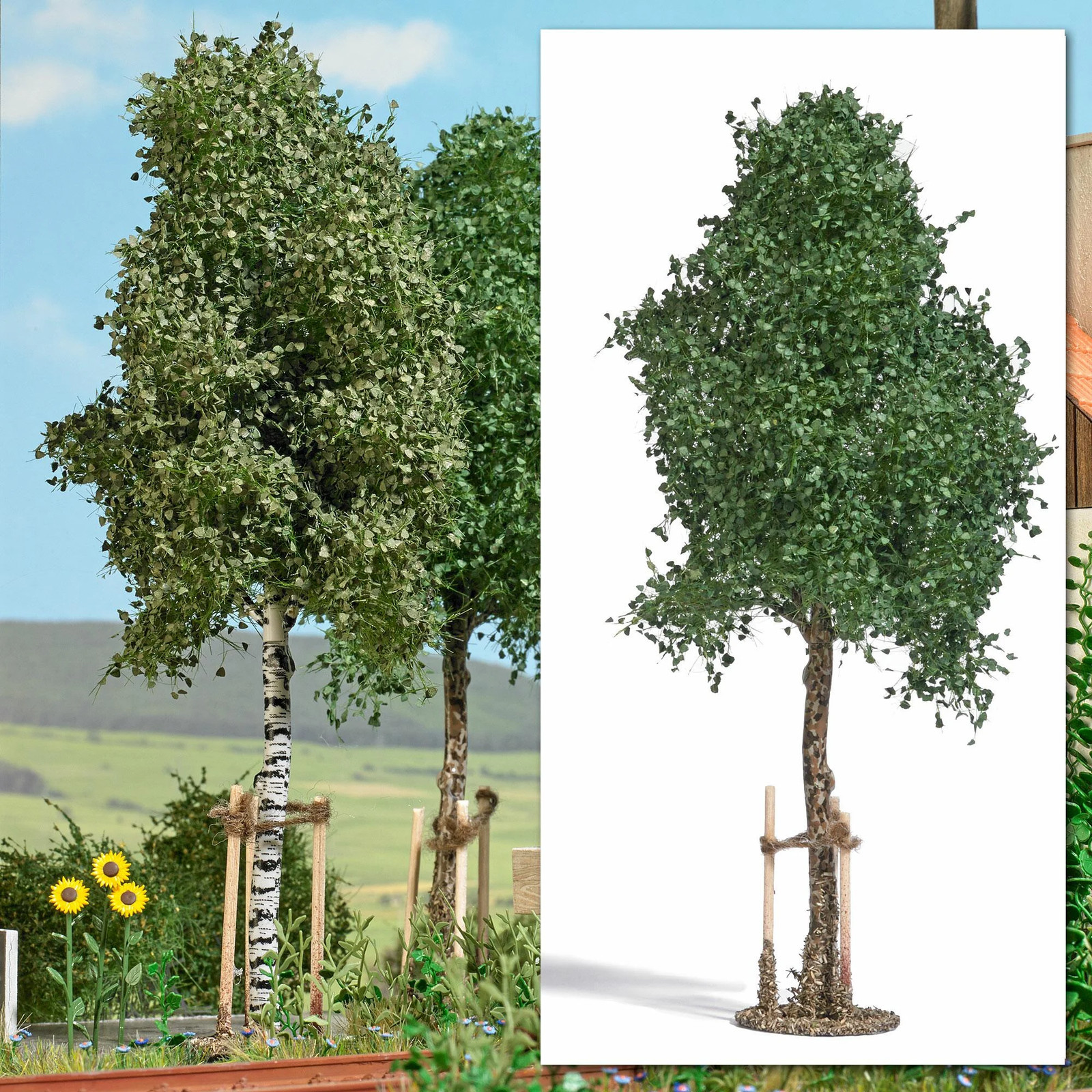 Young sycamore with stakes O Gauge Busch 10626