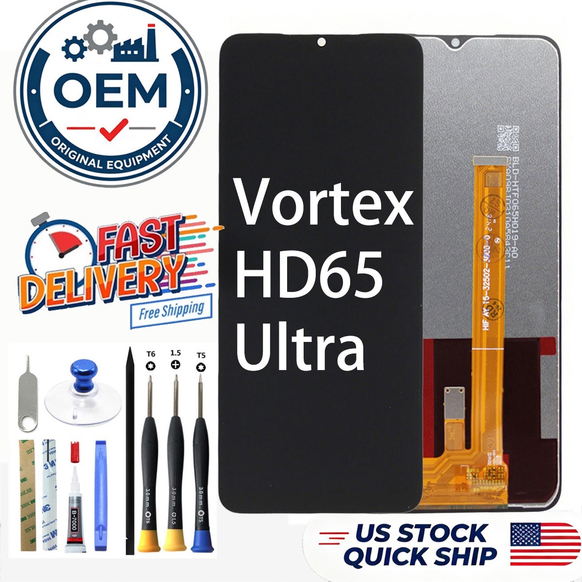 LCD Display Touch Screen Digitizer Assembly Flex Cable for Vortex HD65 Ultra