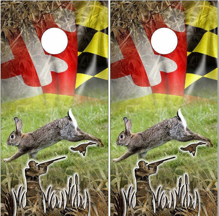 Rabbit Hunting LAMINATED Cornhole Wrap Bag Toss Skin Decal Sticker