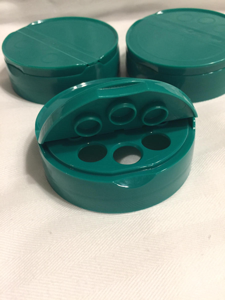3 Green Plastic Shaker Cheese Double Sided Lids for Mason Jars Crafts
