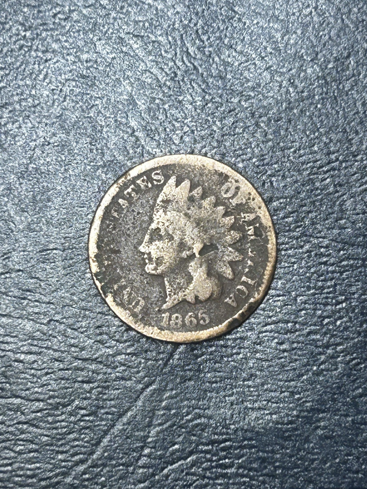 1865 Indian Cent Very Good Condition Slight Damage Semi Key Date Coin #C49