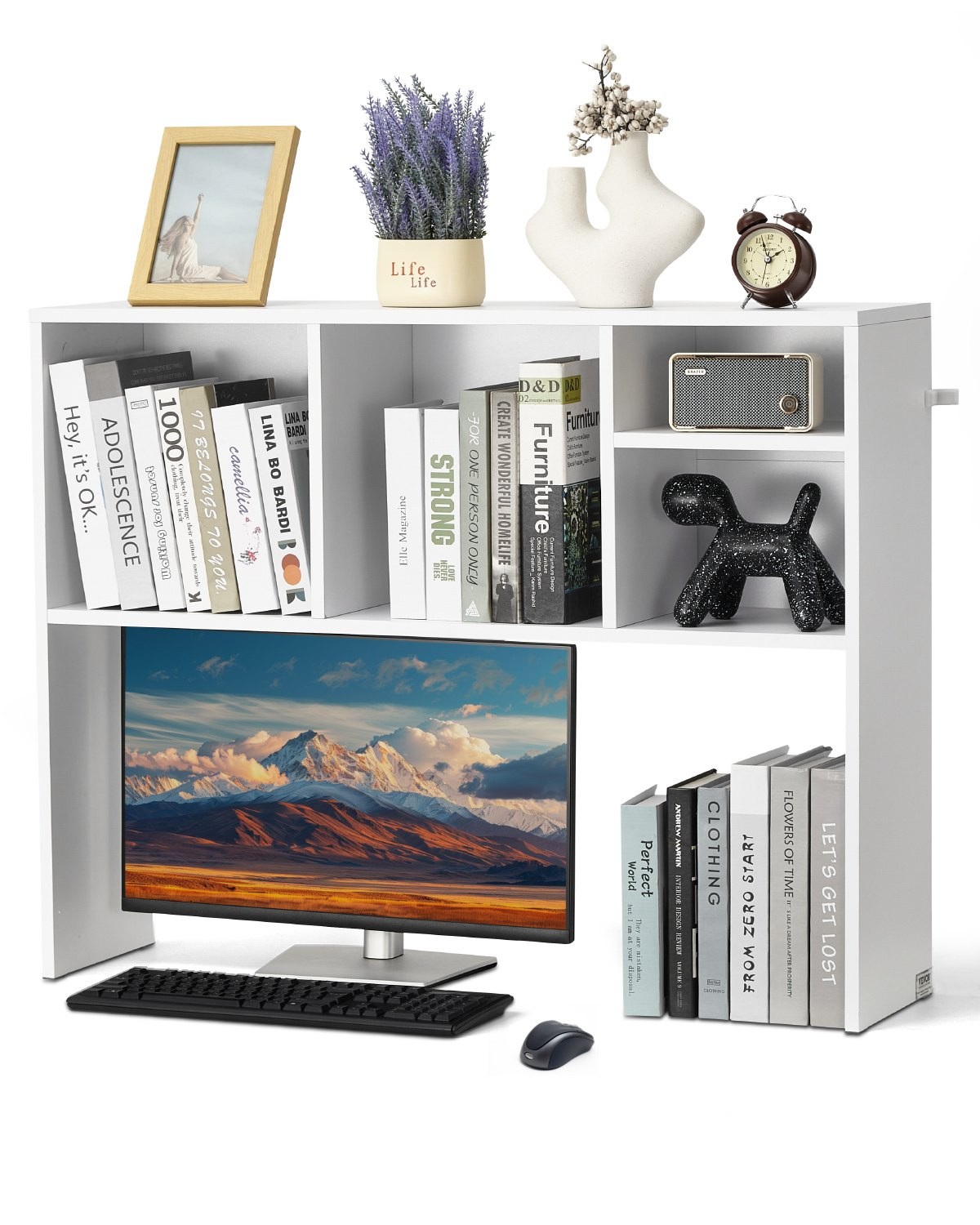 Desktop Bookshelf, 1-Tier Desktop Storage Organizer, 37" x 9.4" x 28.7" Office S
