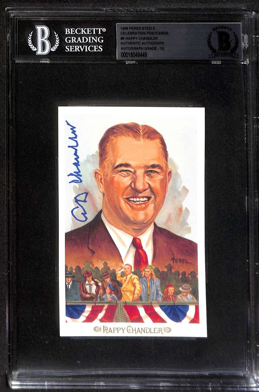 1989 Perez-Steele Celebration PC 9 Happy Chandler BGS Auto 10 Autograph B102580