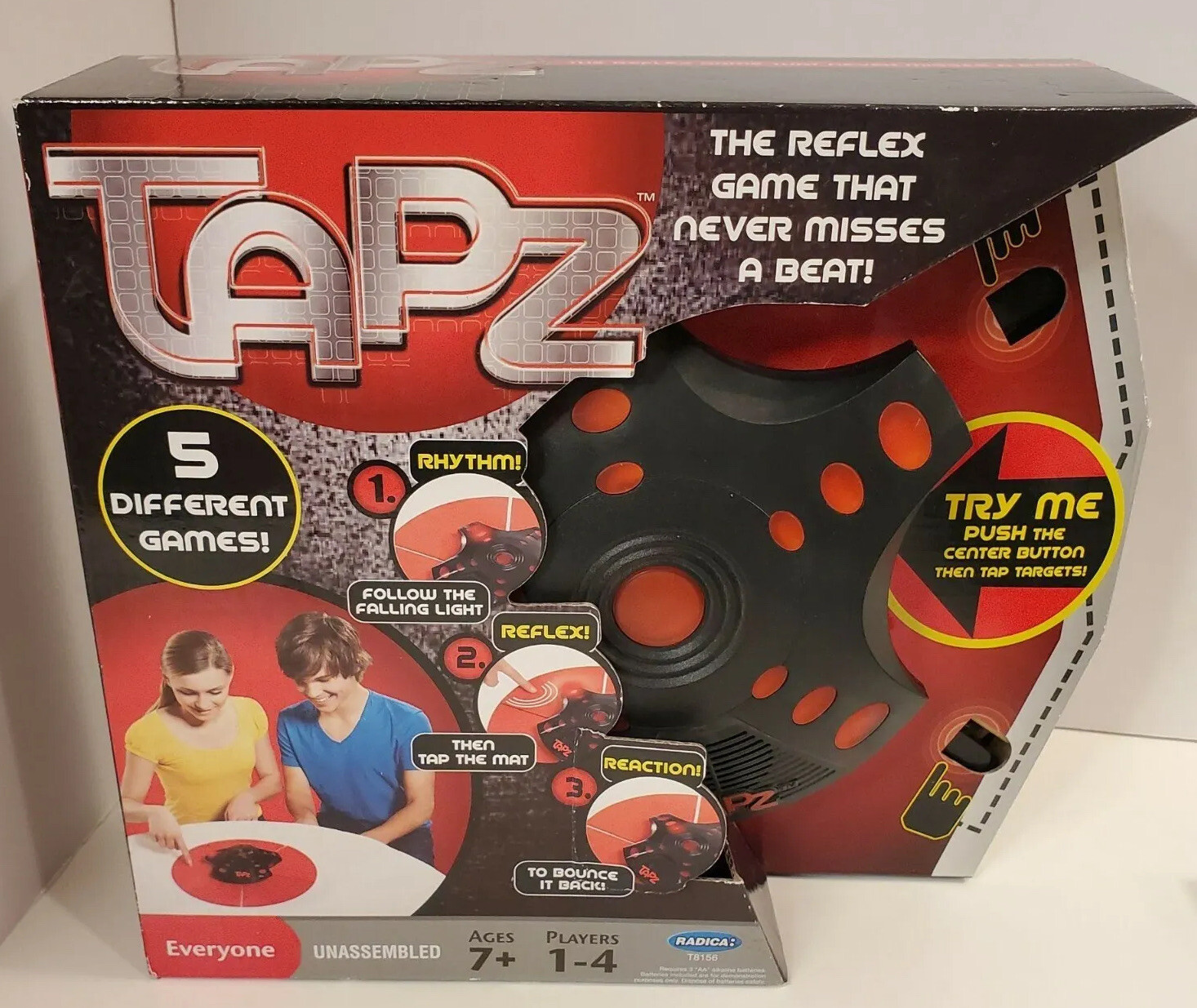 Mattel TAPZ The Reflex Electronic Game Lights Sound FUN 1-4 Players NEW Ages 7+