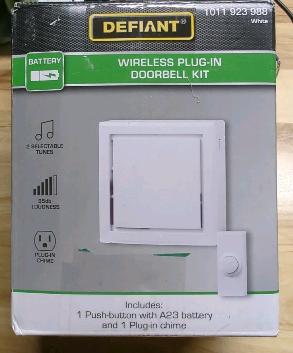Wireless Plug-In Doorbell Kit with NO PUSH BUTTON, White