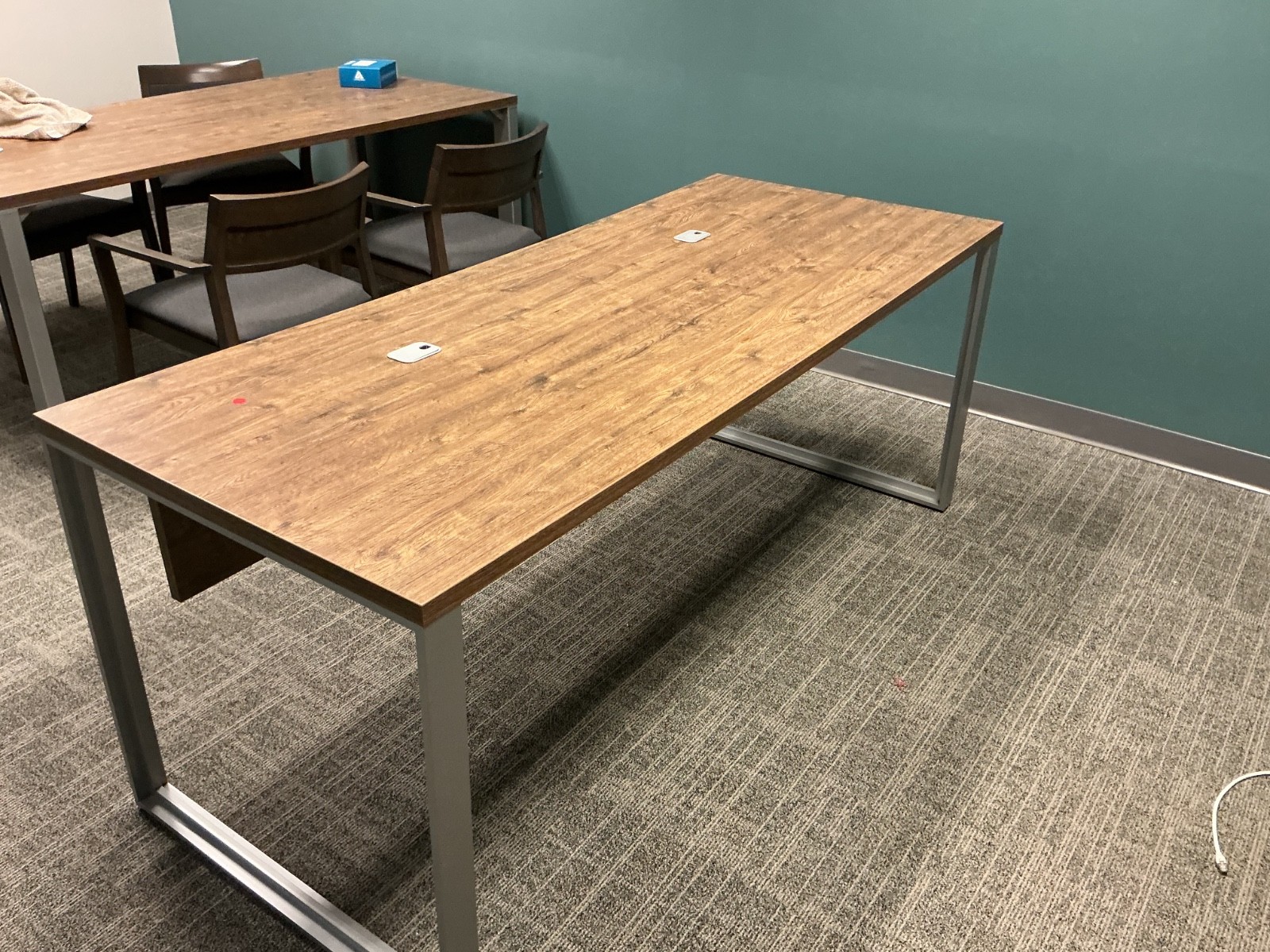 6'W x 30"D x 29"H straight desk by Knoll in Modern Walnut Finish