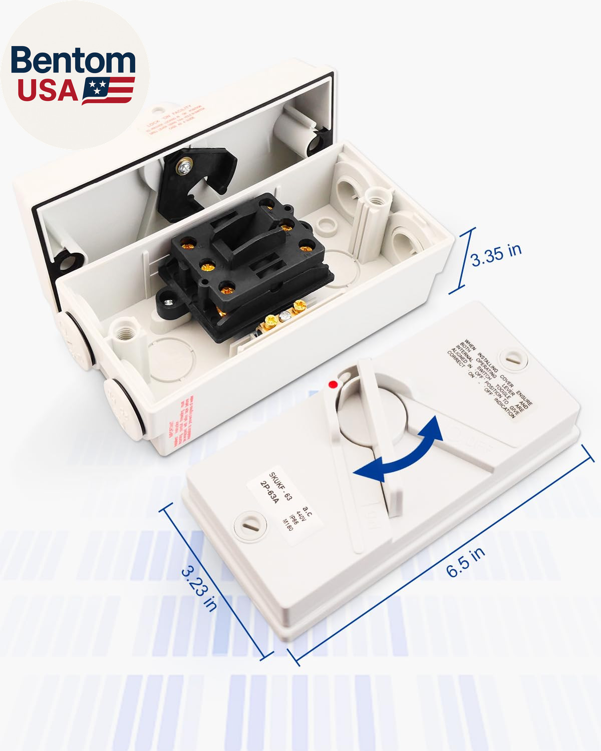 Universal Disconnect Switch 2 Phase 63A 440VAC, Also for 60 Amp Disconnect Break