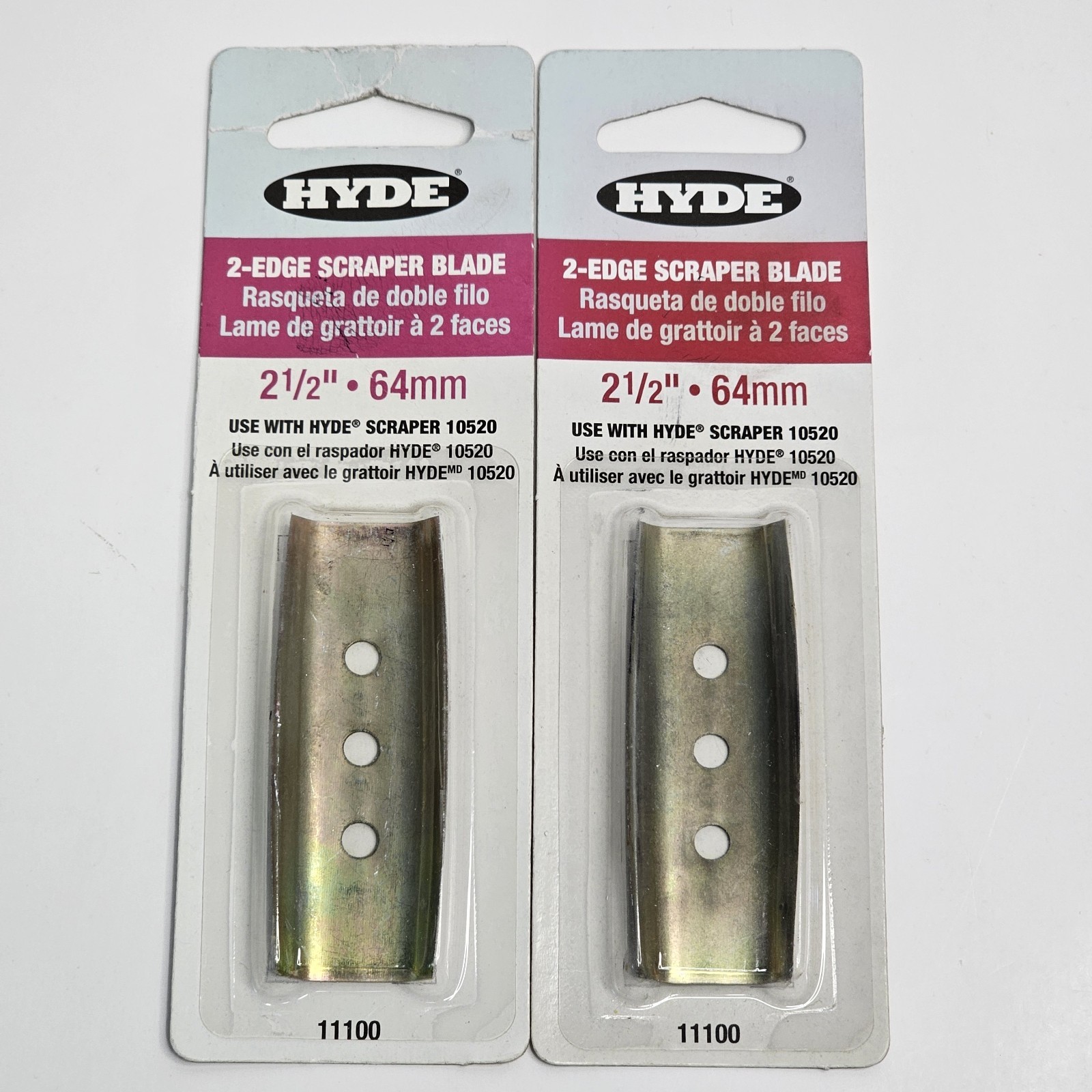 2x Hyde 2 Edge Scraper Blade 11100 Paint Scraper 2-1/2" Lot For Use With 10520