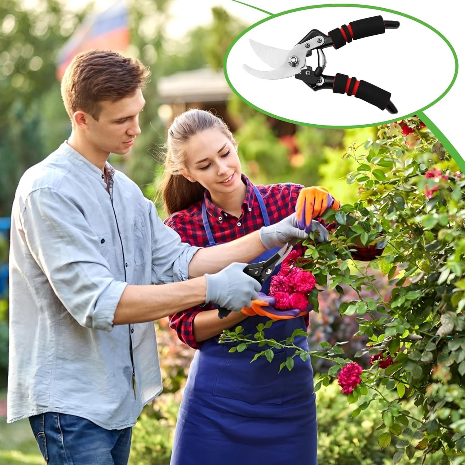 Pruning Shears, Gardening Shears with Sharp SK5 Steel Blades, Heavy Black