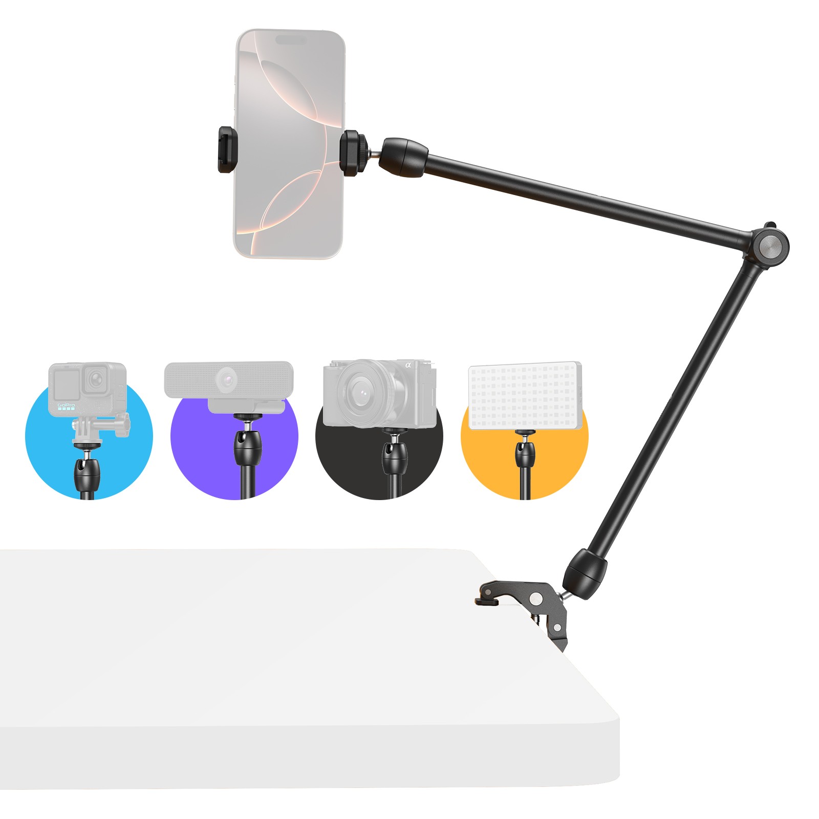 SmallRig Desktop Magic Arm Support with Crab-Shaped Clamp Kit for Smartphone
