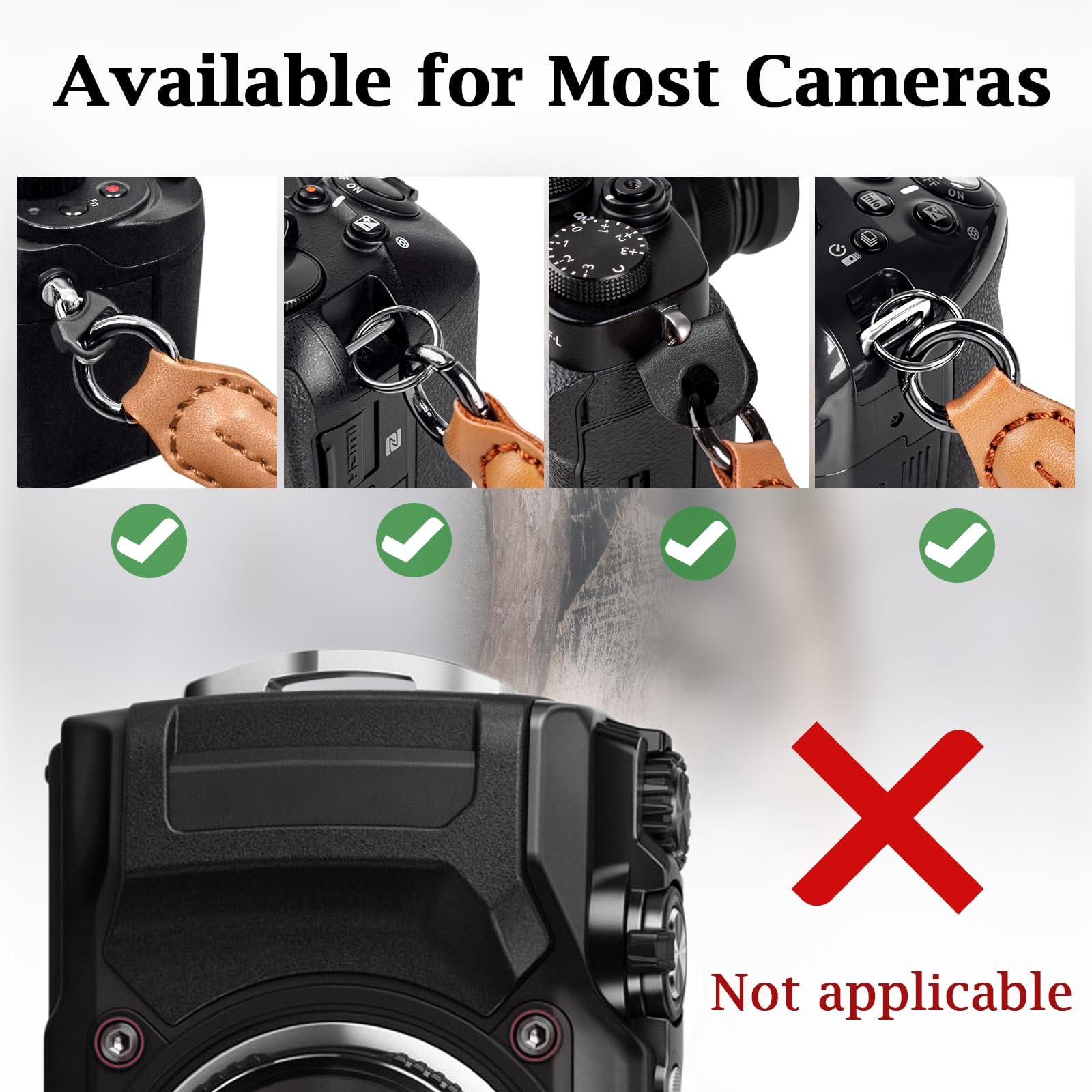 VOVMOEYA Camera Wrist Strap Rope,Camera Hand Compatible 15cm, Black