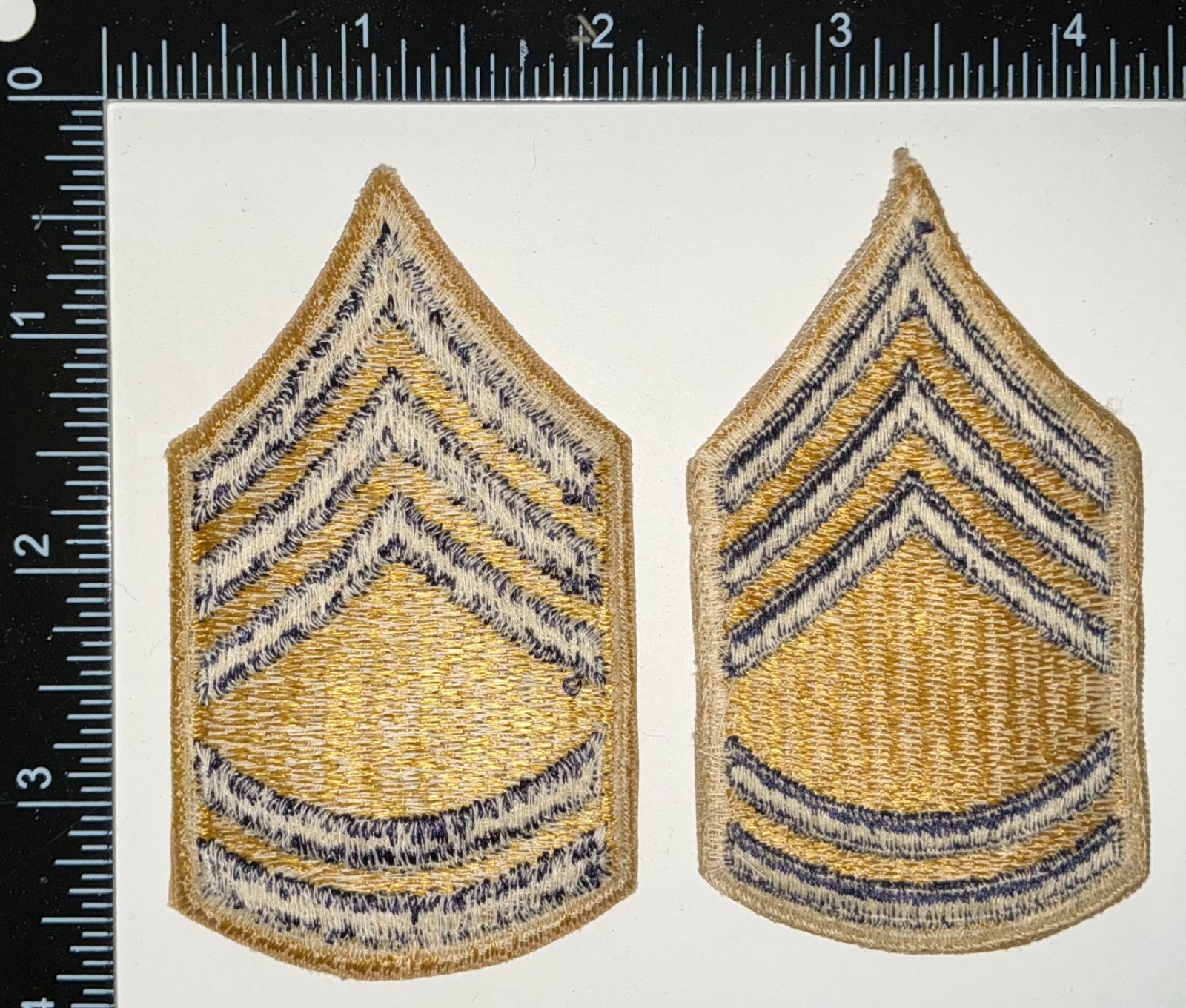 Post WWII Korean War SMALL SIZE Technical Sergeant SGT CHEVRONS PAIR Patches