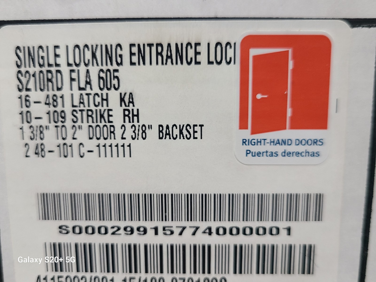 SCHLAGE COMMERCIAL S210PD FLA 605 RH S210 Flair Entrance Single Locking - Rh