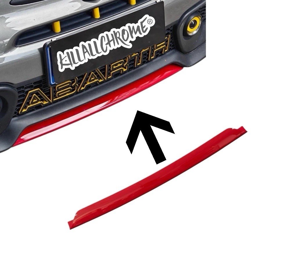 For Abarth Front Splitter Lip Central Bumper Gloss RED 500 595 695 Series 4