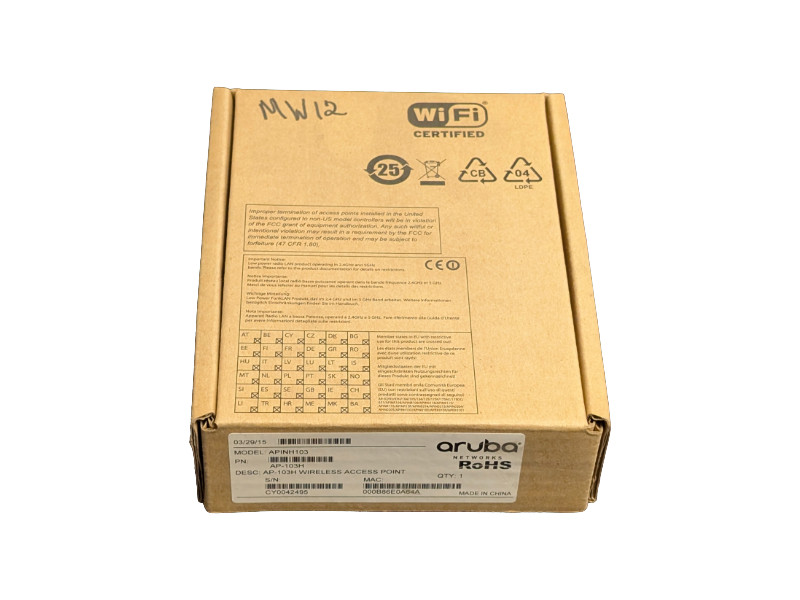 Lot of 12-Aruba AP-103H Dual 2X2:2 802.11N Ap-Wireless Access Point-New In Box