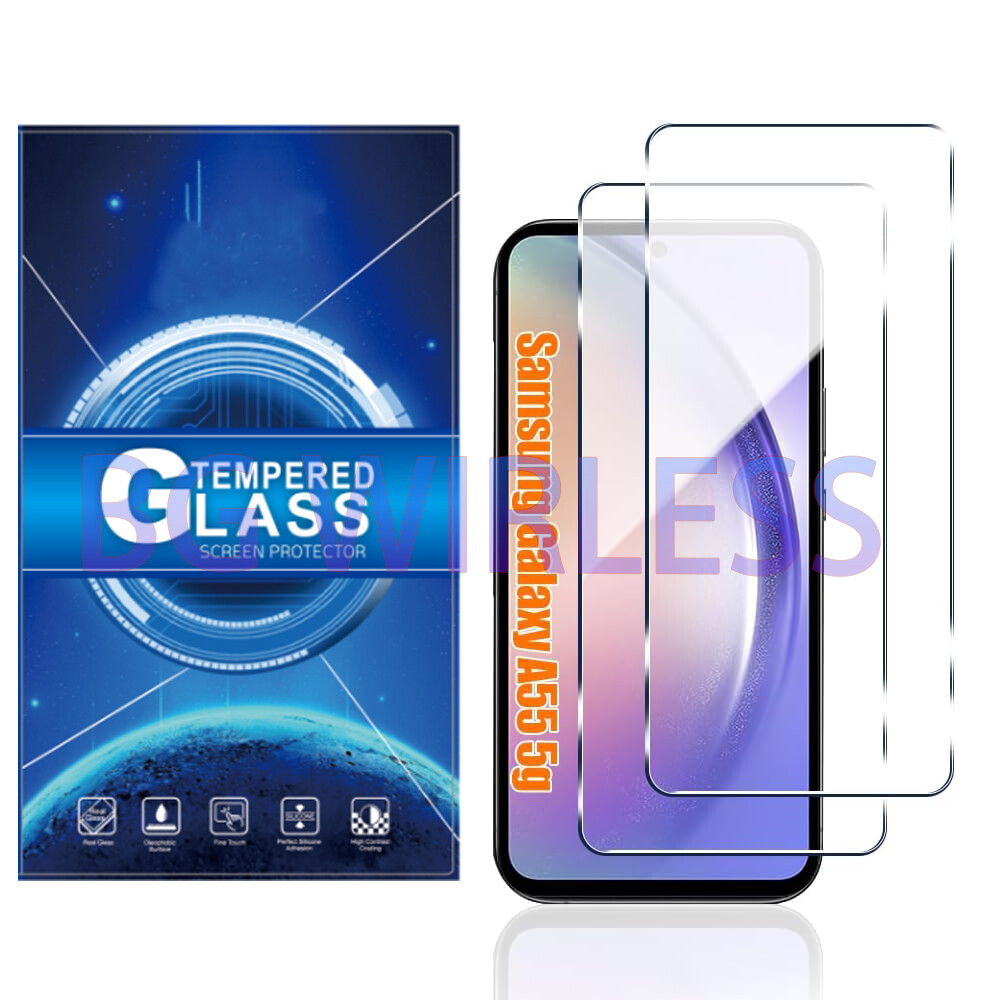 2 Pack For Samsung Galaxy A55 5G Clear Premium Screen Protector Tempered Glass