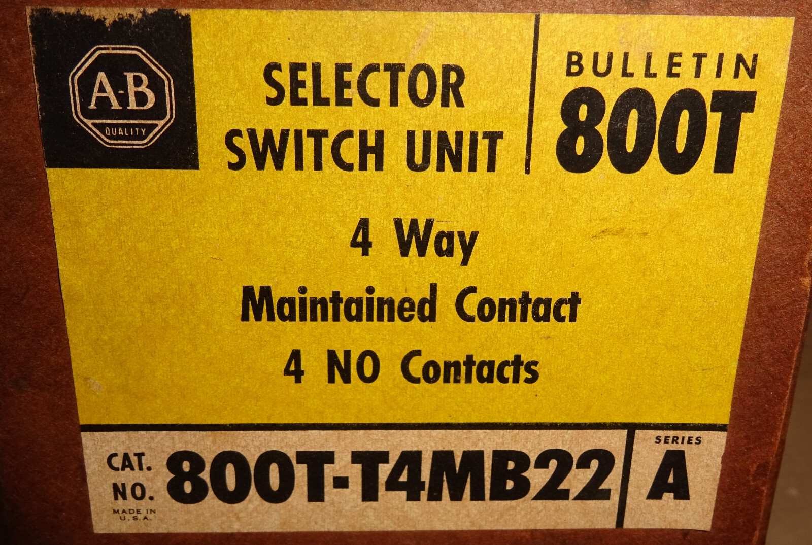 Allen Bradley 800T-T4MB22 Selector Switch Unit 4-Way Maintained Contact NEW