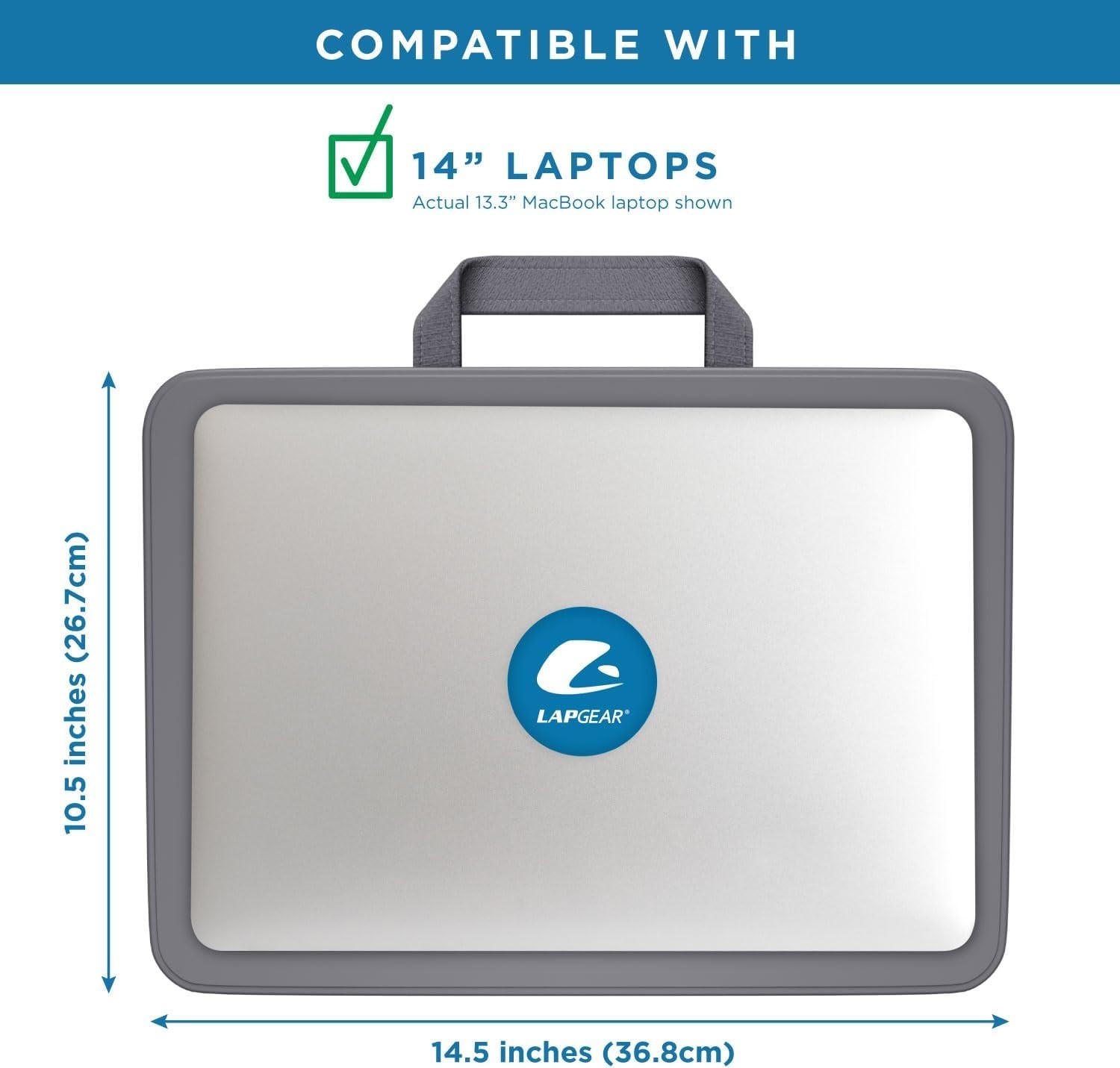 Compact Lap Desk – Charcoal, Fits 14" Laptops | Microbead Cushion, Built-In P...