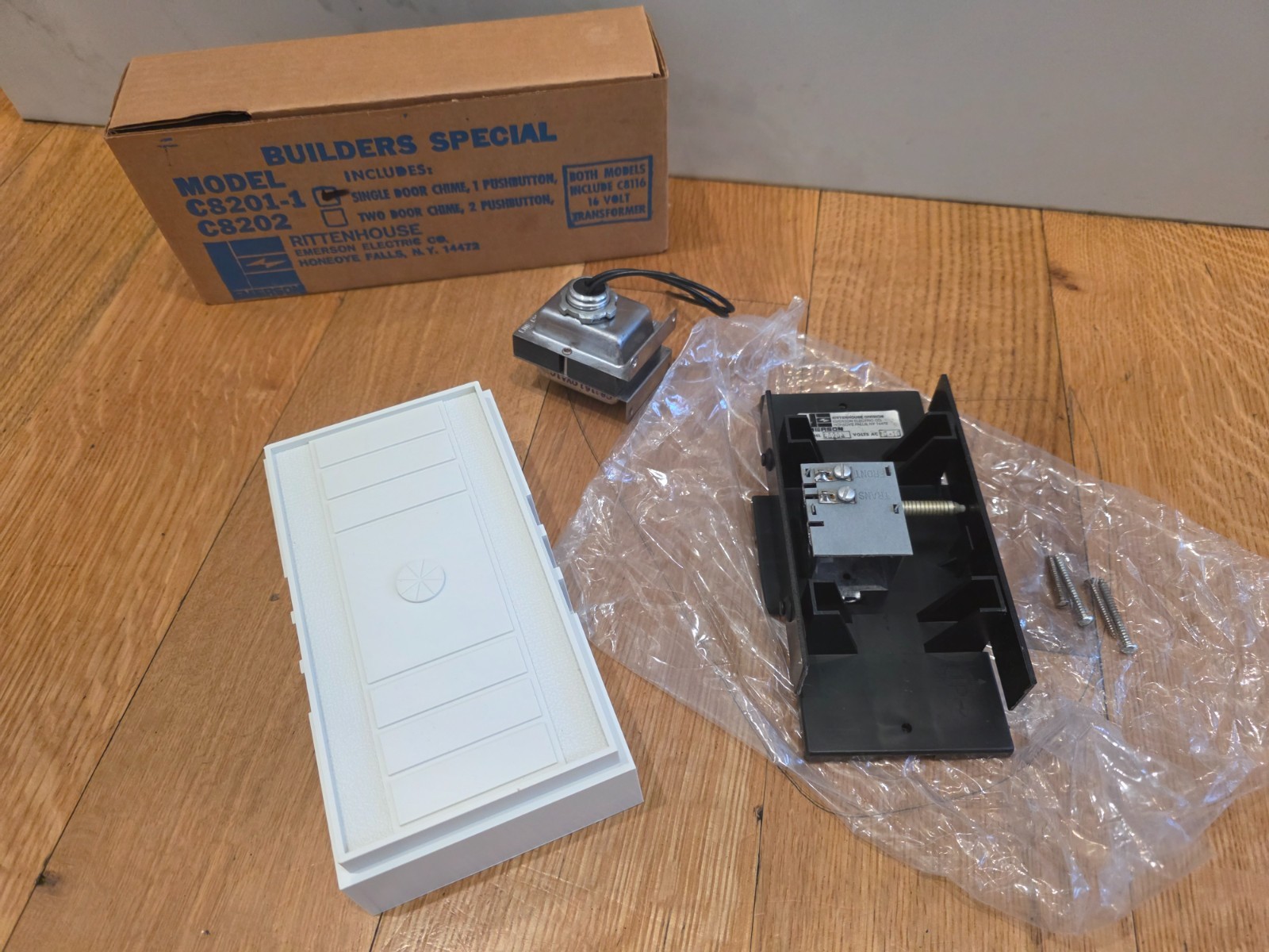 VTG 1950s Mid Century Single Door Bell Chime Box Kit NEW Rittenhouse C8201-1