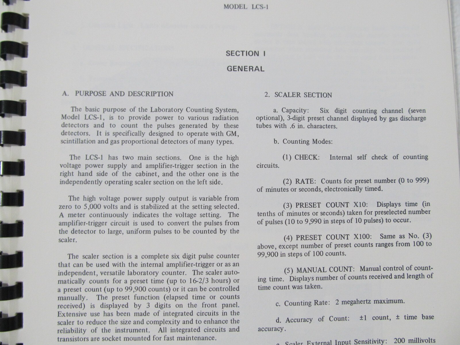 EBERLINE LABORATORY COUNTING SYSTEM LCS-1 TECHNICAL MANUAL