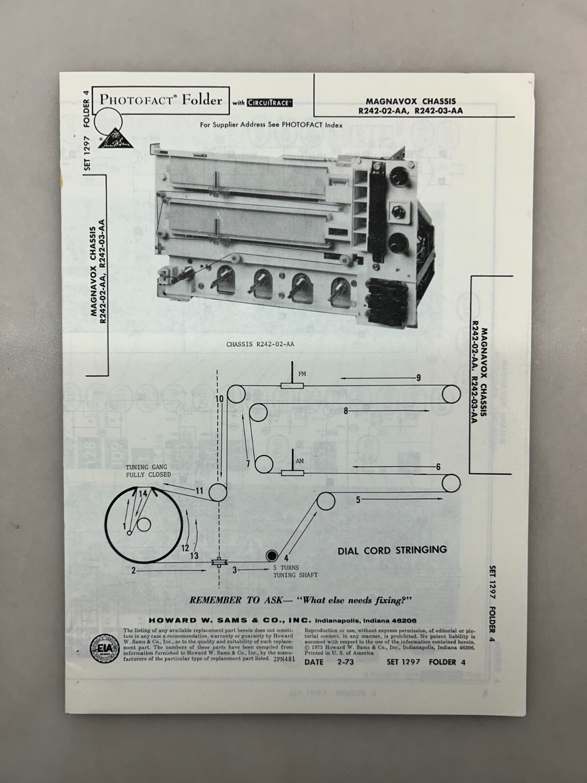 Magnavox R242-02 03 Service Manual Sams Photofact Free Shipping