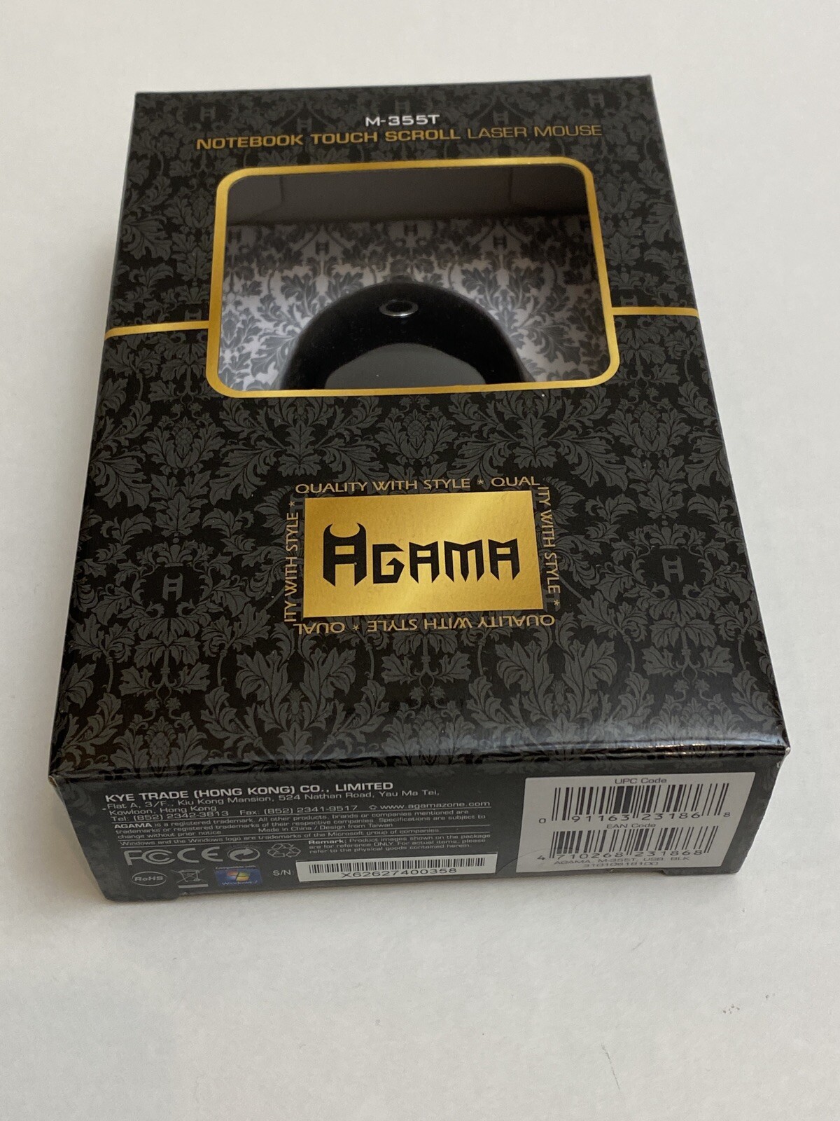 Agama M-355T Touch Scroll Laser Mouse with 8 Way Scrolling USB Cable ( Black )