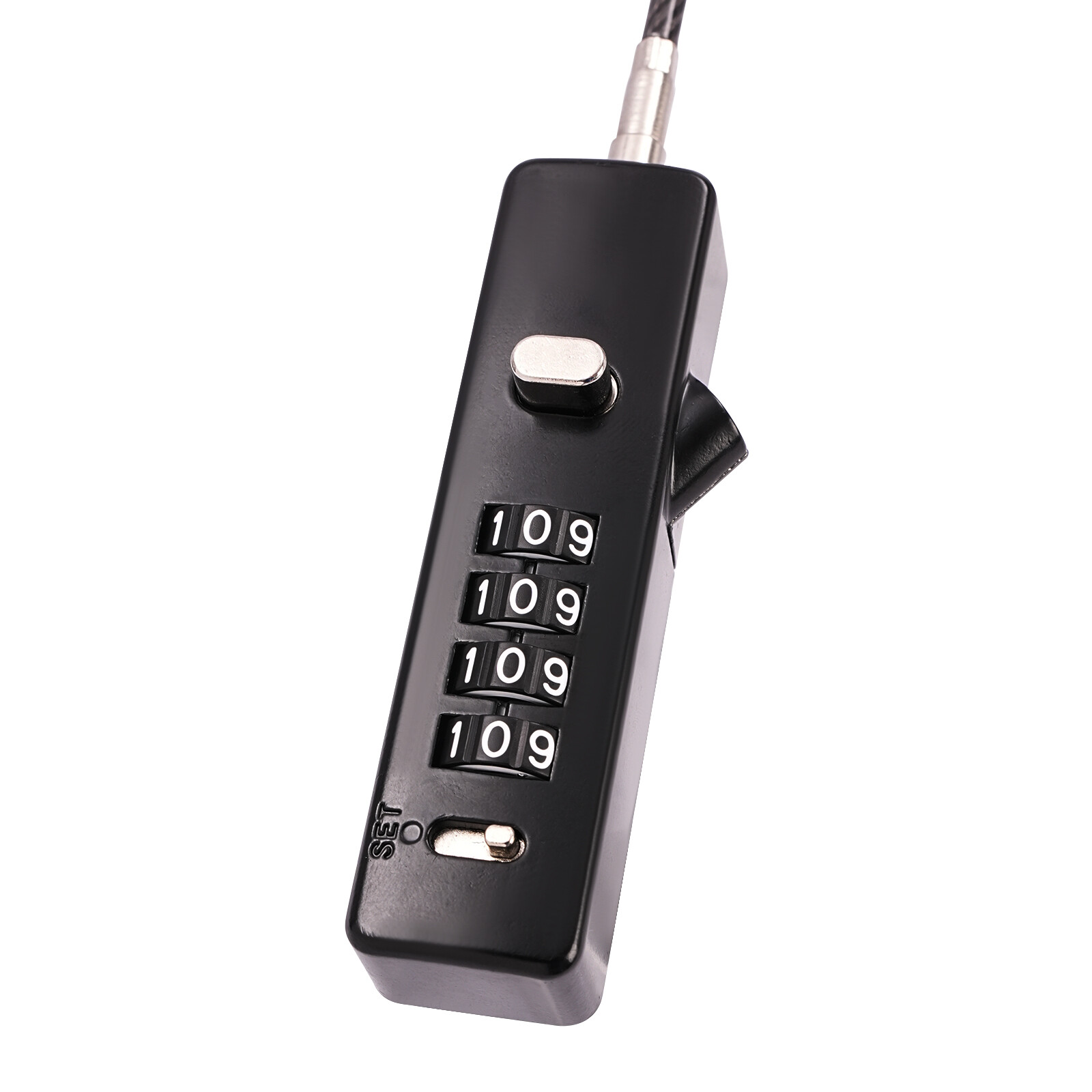 Black Cable Combination Lock 4 Digit Dial Lock with 3* Steel Cables 30/60/120cm