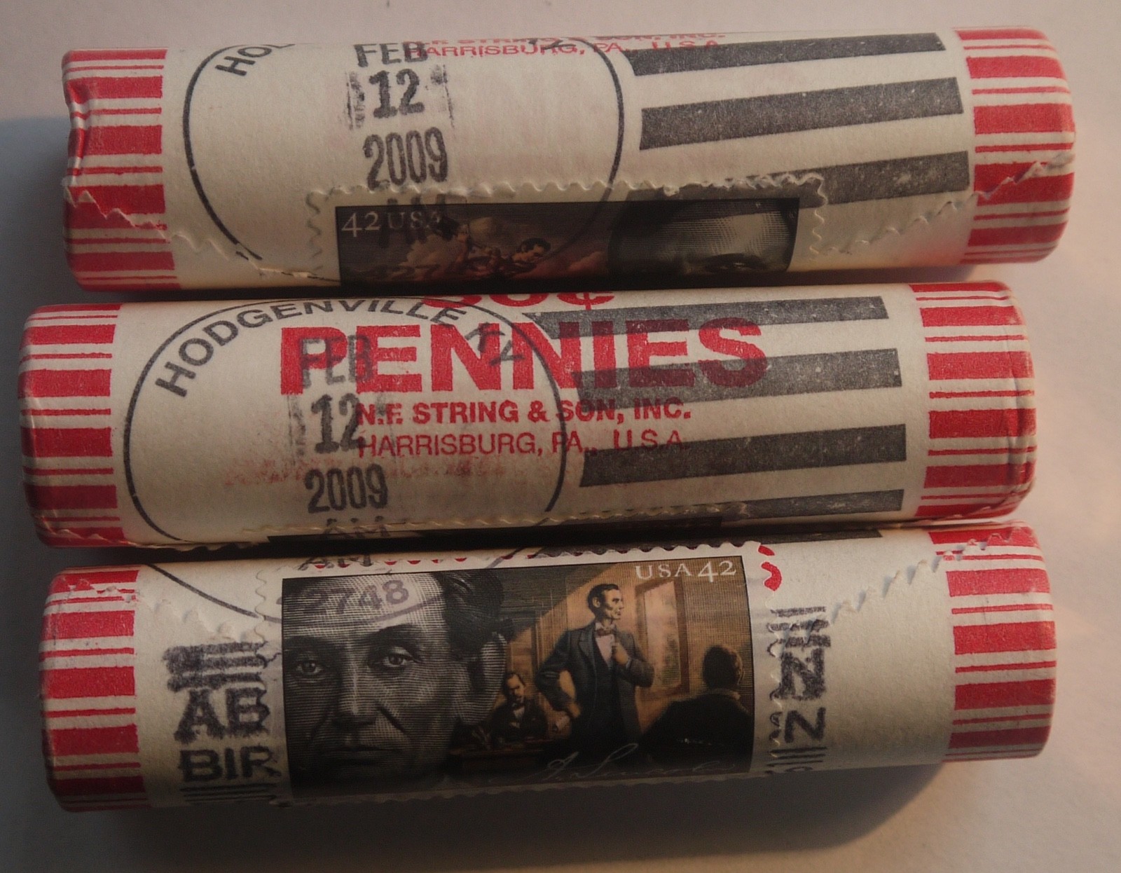 2009 Lincoln Bicentennial Roll with 1st Day of Issue 2/12/2009 Cancelled Stamp