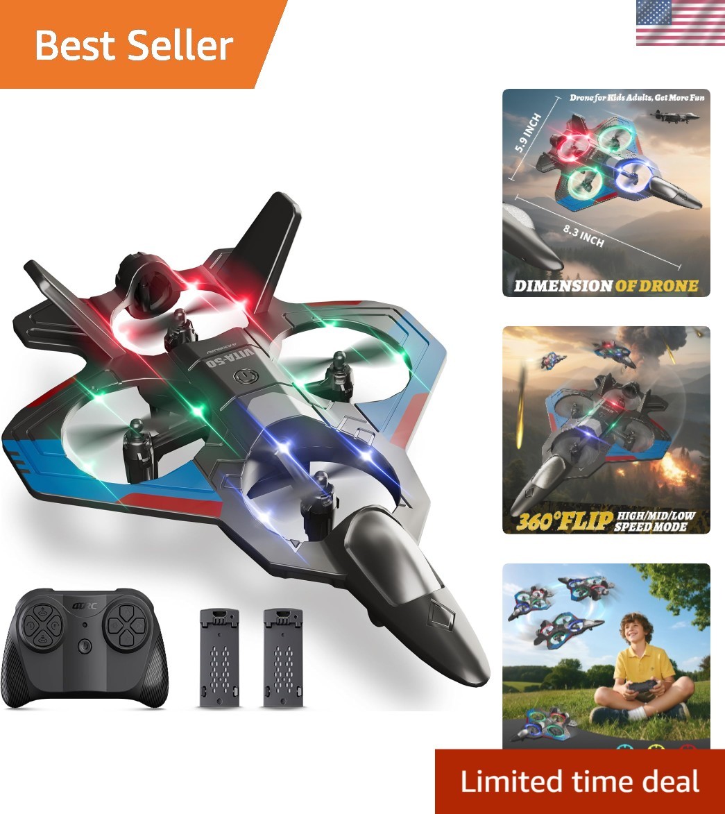 Adult and Kids RC Airplane - Easy to Fly with 360° Flips & Night Lights