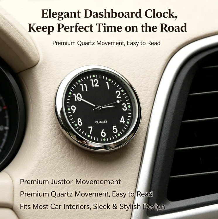 Luminous Stick-On Car Digital Clock Quartz Auto Interior Dashboard Watch