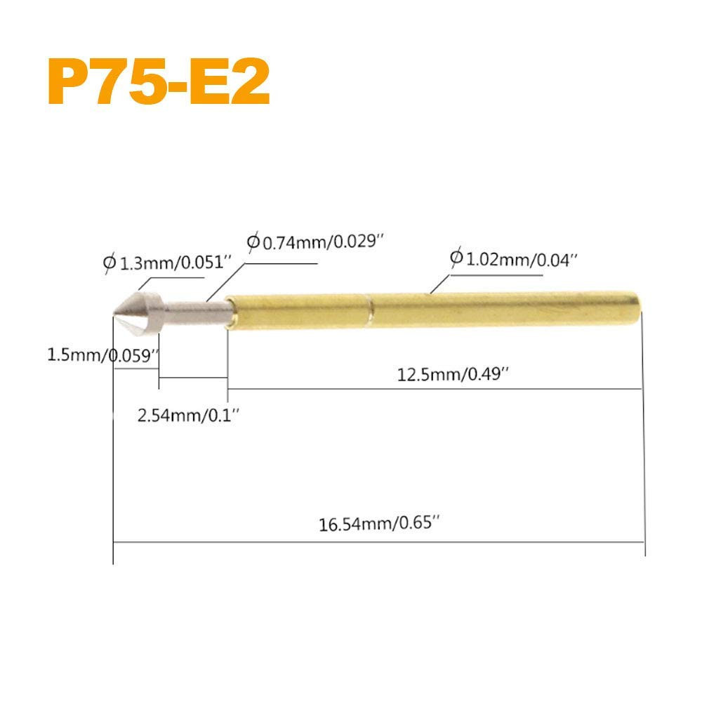 100pcs P75-E2 Spring Test Probe Pogo Pin Test Tools Dia 1.3mm Conical...