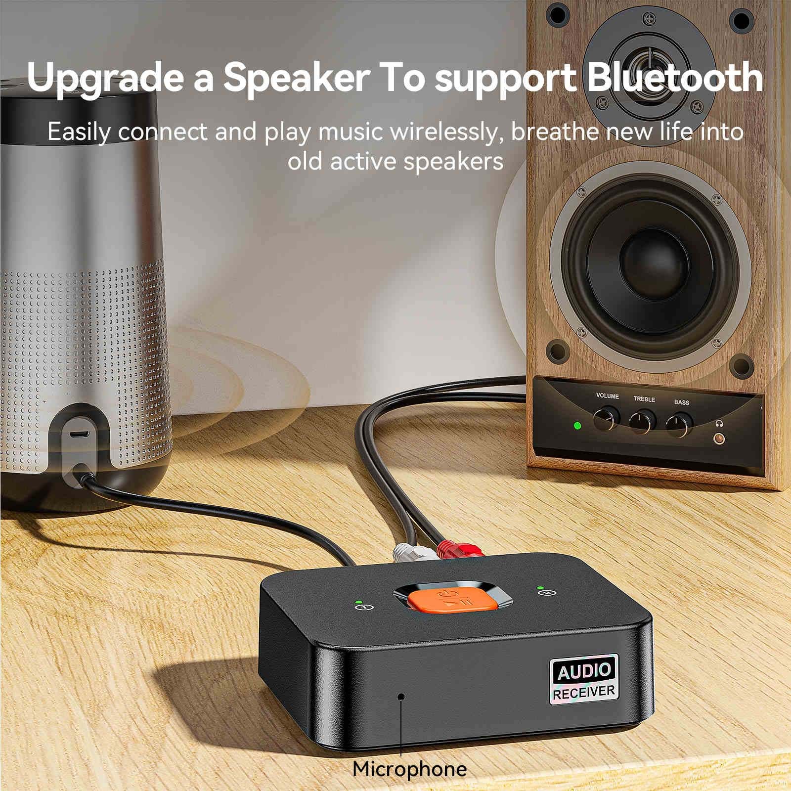 Dual Link Bluetooth 6.0 Audio Receiver Wireless Adapter 3.5mm Jack RCA Output