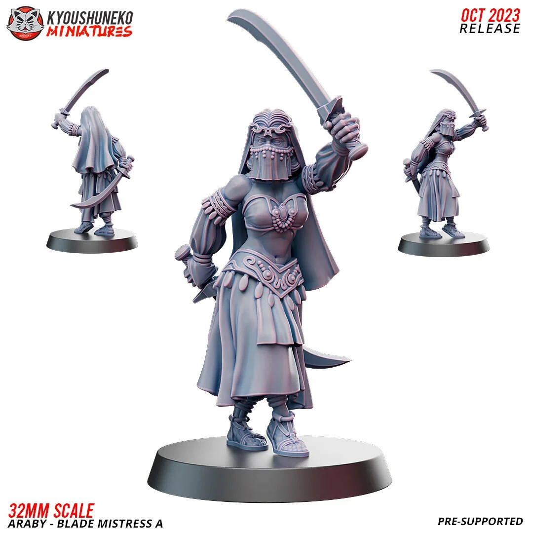 Araby Blade Mistresses - Three Poses - 28-120mm - Resin Tabletop Miniature