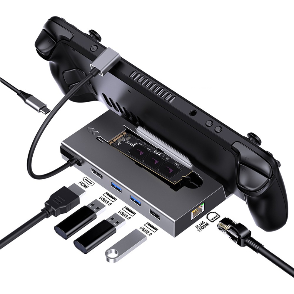 USB-C Docking Station for Switch & Steam Deck - 4K HDMI, Ethernet, M.2 SSD Port