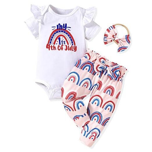 Preemie Newborn Infant Baby Girl 1st First 4th Fourth of 12-18 Months A-white