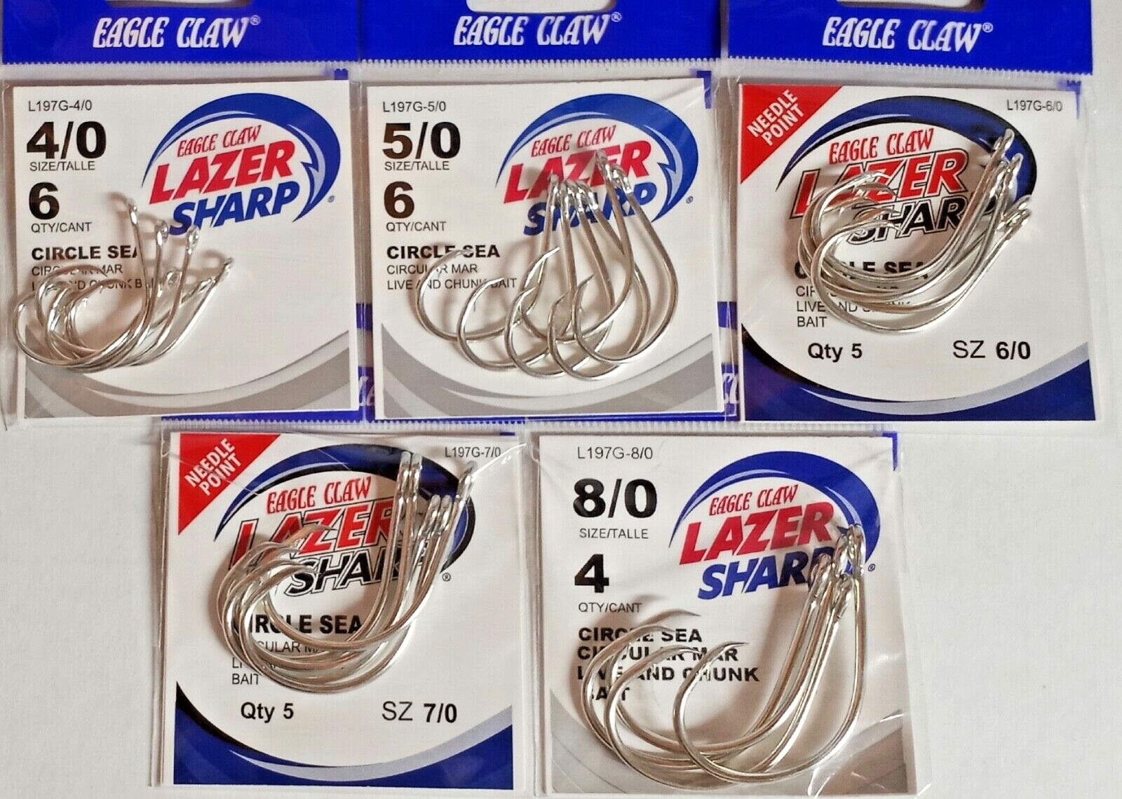 Eagle Claw Lazer Sharp Circle Sea Fishing Hook Sizes 2/0-8/0  choose