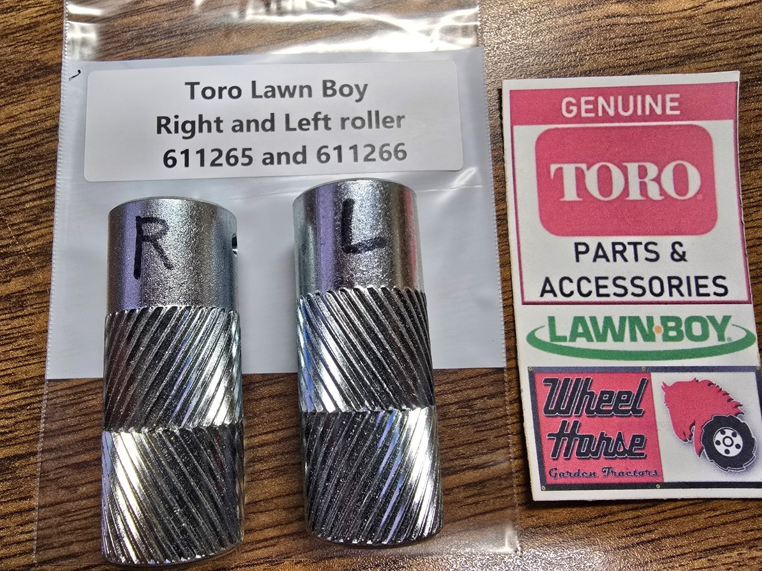 New OEM Genuine Toro Lawn Boy Left and Right roller 611265 and 611266