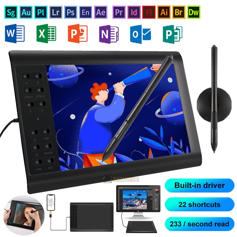 Digital Drawing Tablet with 10×6 Inch Large Active Area Screen, Graphics tablet,