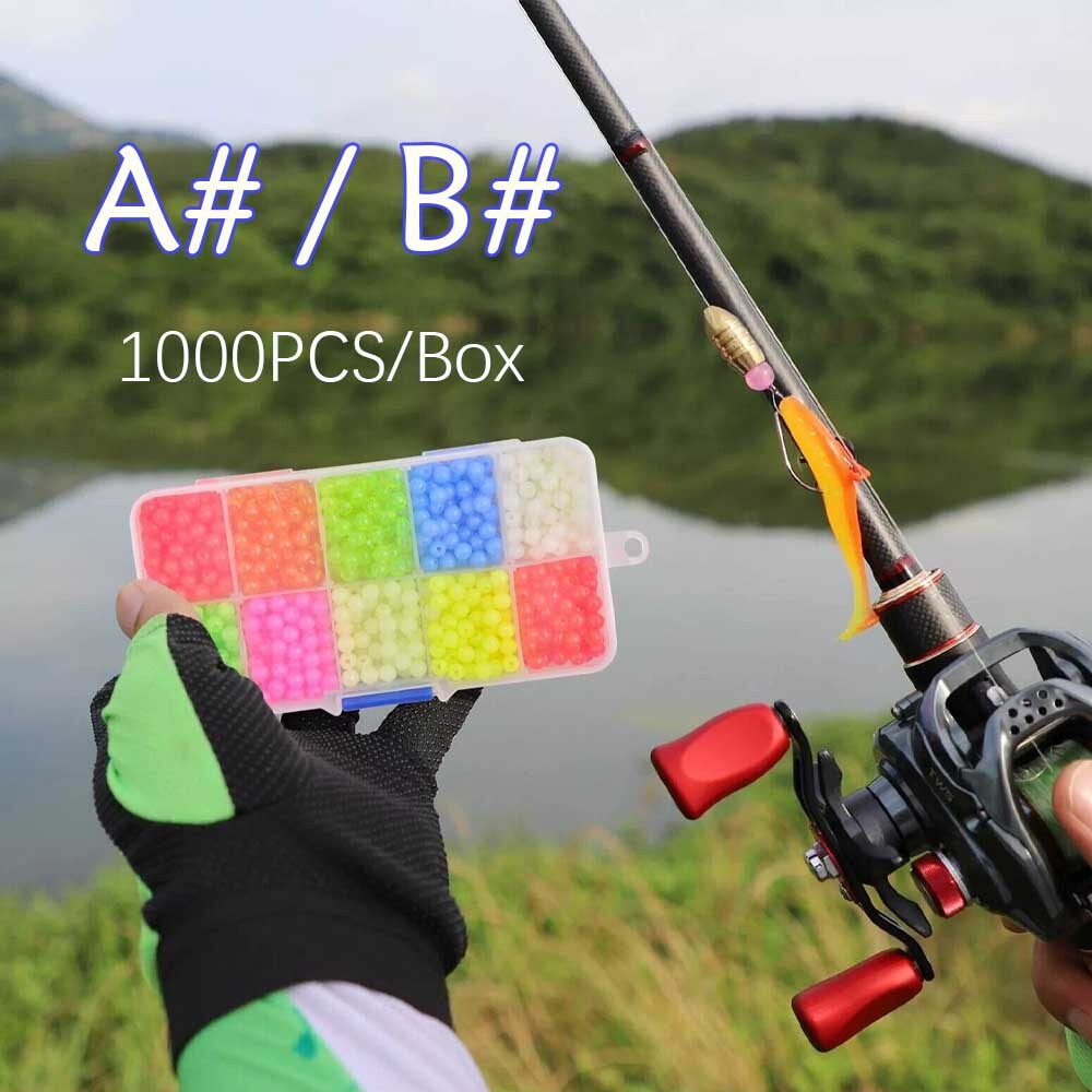 1000pcs 5mm Fishing Beads Assorted Beads Round Float Glow Fishing Rig Beads Eggs