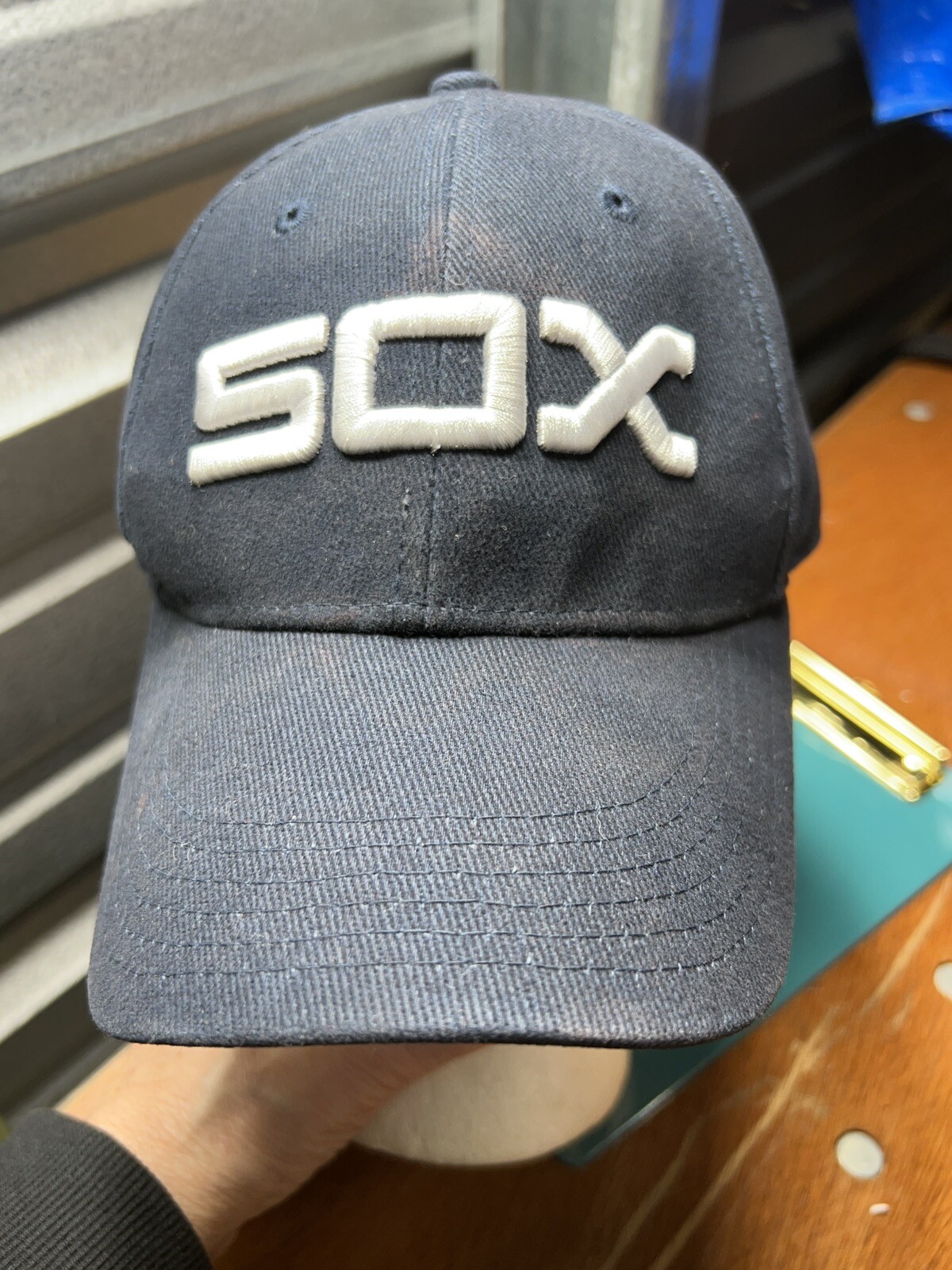 Chicago SOX hat Cap Black embroidered with white Adj.