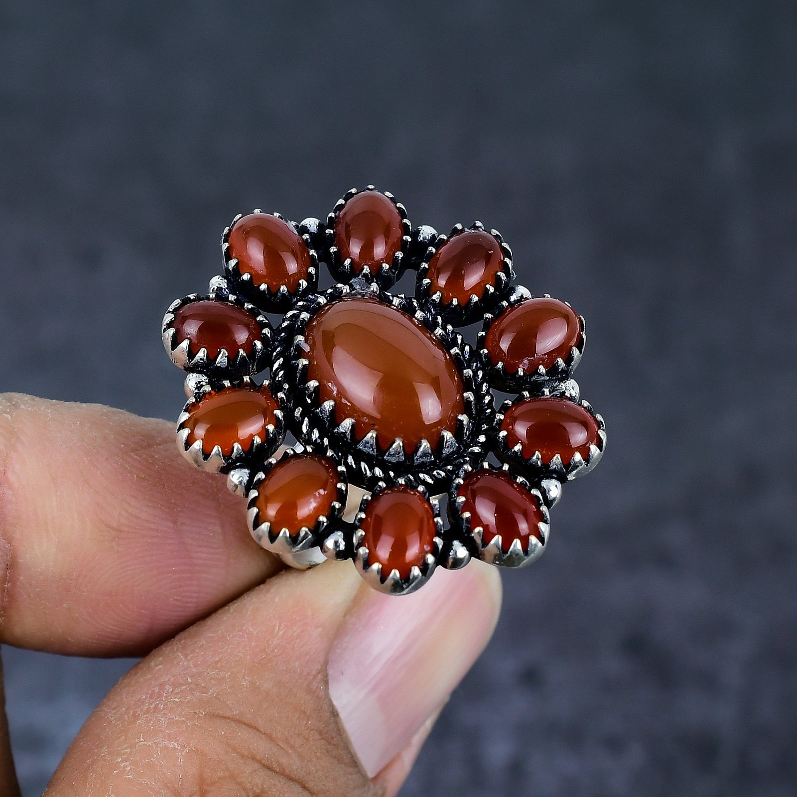 Carnelian Gemstone Handmade 925 Sterling Silver Jewelry Ring Size 8 y783